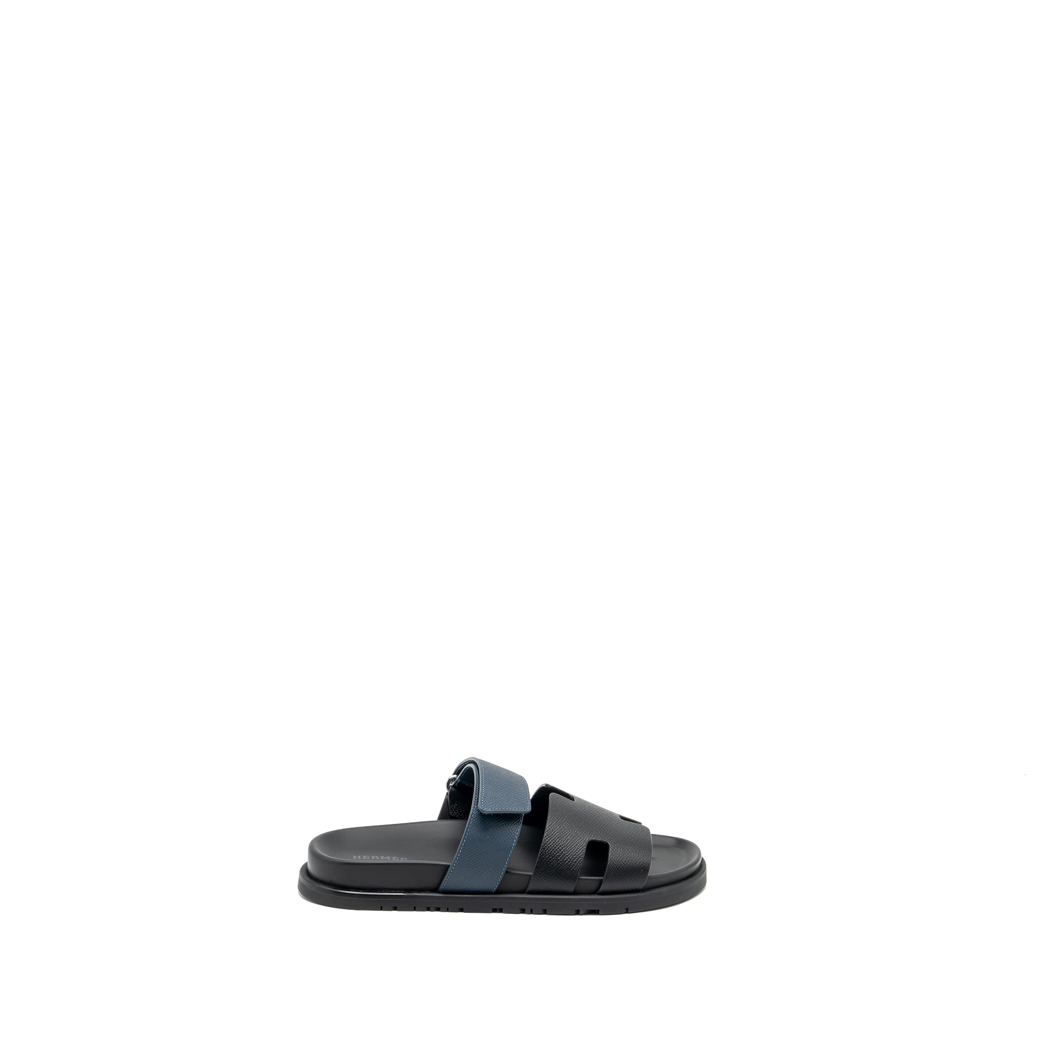 HERMES CHYPRE SANDALS BLACK/BLUE