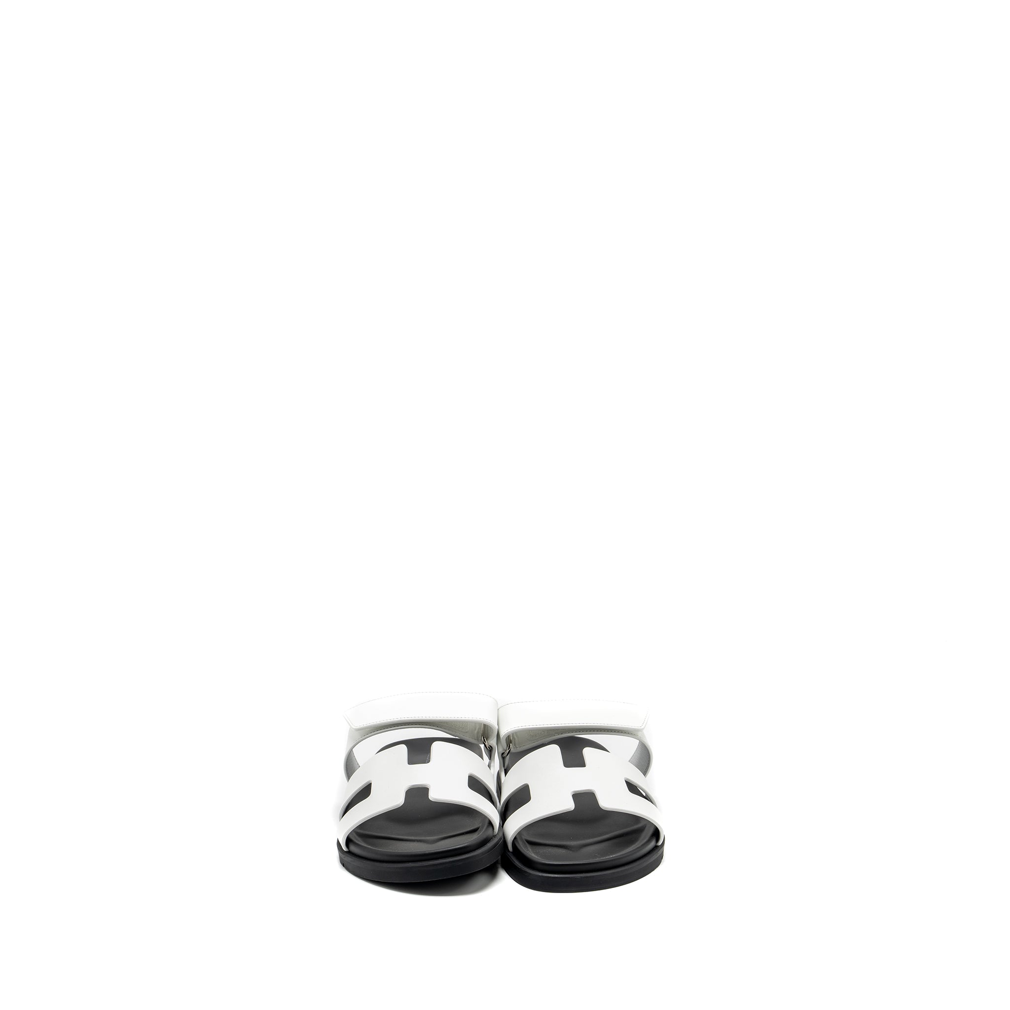 HERMES CHYPRE SANDALS WHITE/BLACK