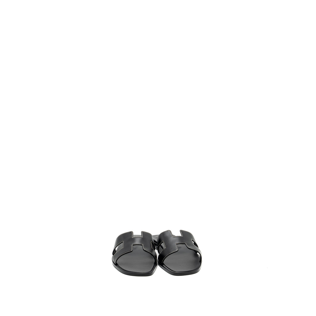 HERMES ORAN SANDAL BOX CALFSKIN BLACK