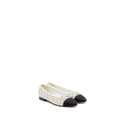 CHANEL 23C BALLERINAS FLAT SHOES GLITTERED FABRIC/GROSGRAIN WHITE/MULTICOLOUR/BLACK