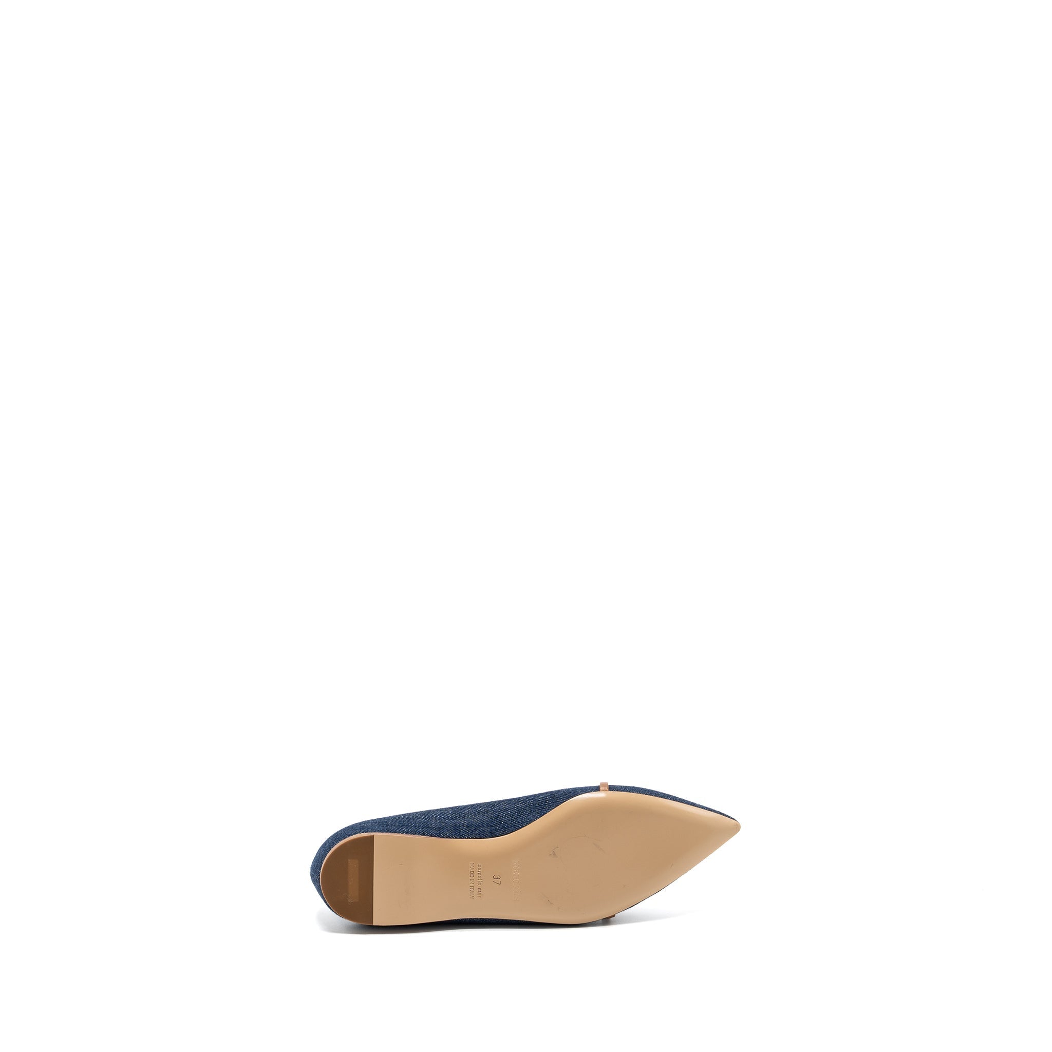 HERMES LAUREN BALLERINA FLATS BLUE DENIM SHW