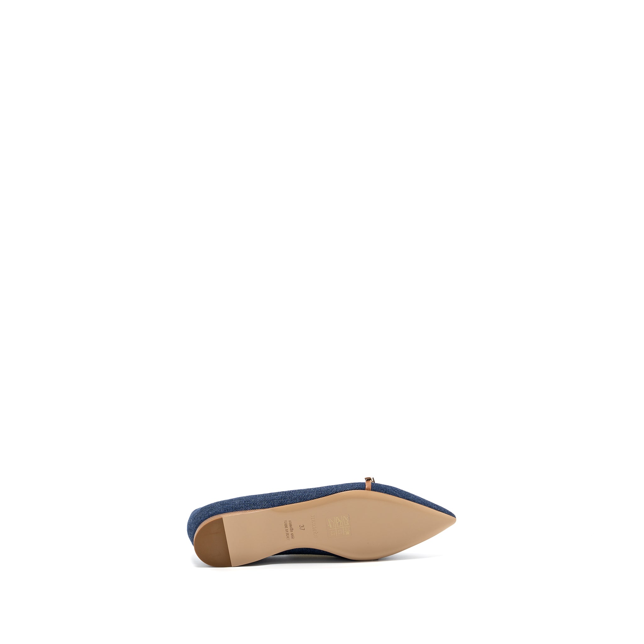 HERMES LAUREN BALLERINA FLATS BLUE DENIM SHW