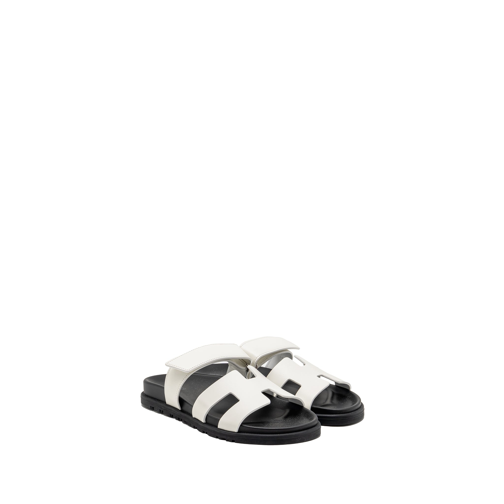 HERMES CHYPRE SANDALS CALFSKIN WHITE SHW