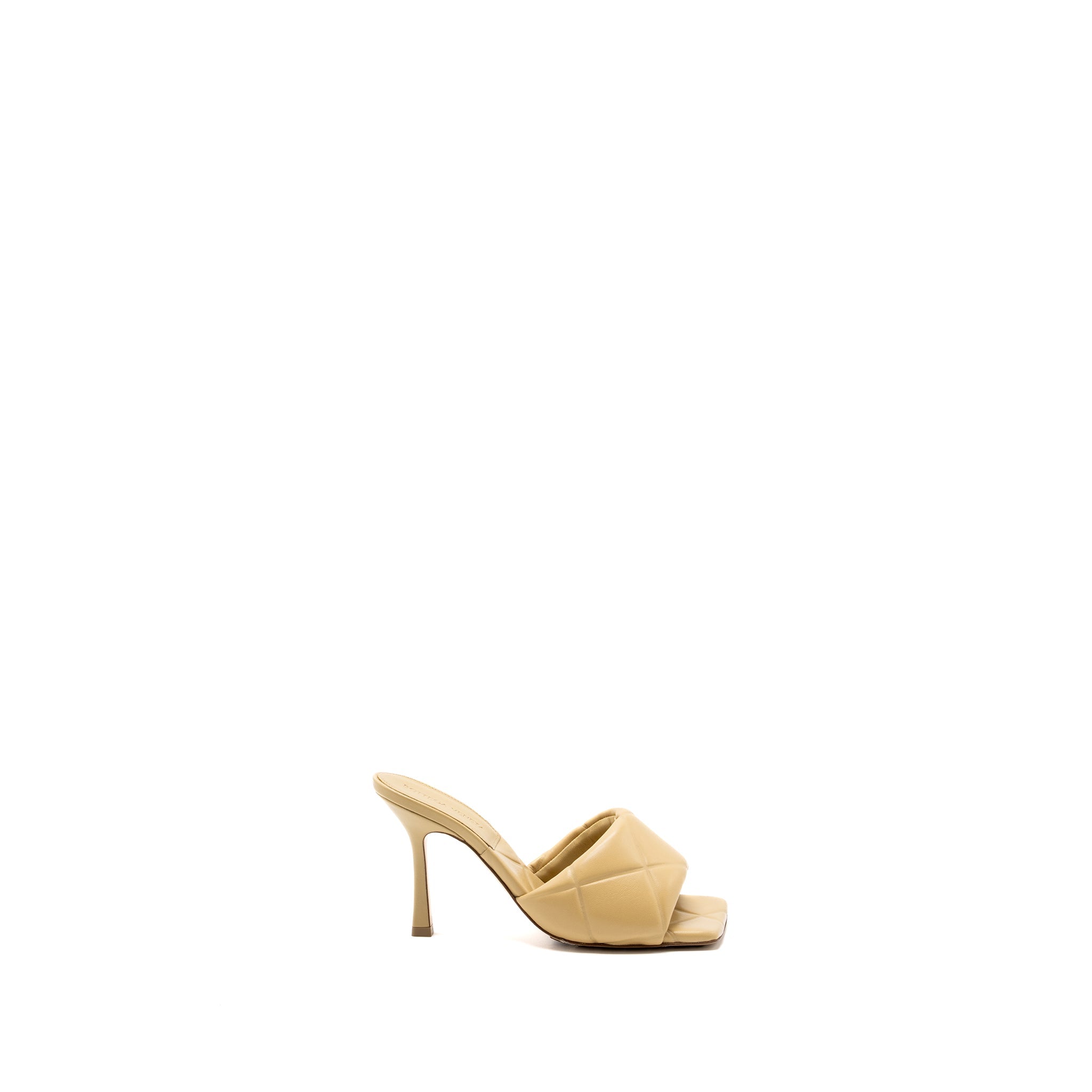 BOTTEGA VENETA LIDO SANDAL HEELS LAMBSKIN BEIGE