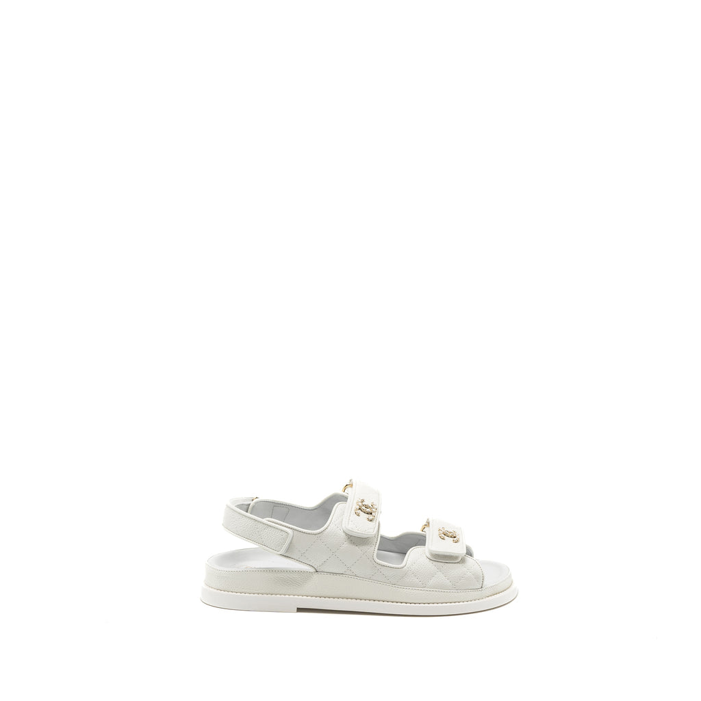 CHANEL DAD SANDALS CAVIAR WHITE LGHW