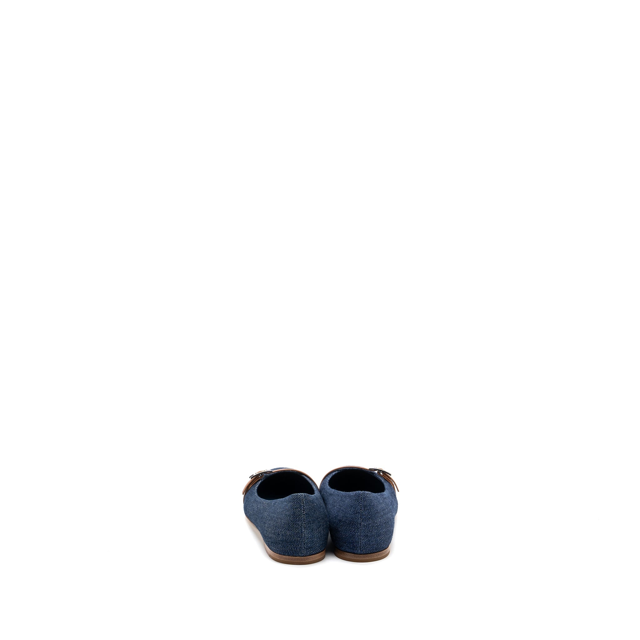 HERMES LAUREN BALLERINA FLATS BLUE DENIM SHW