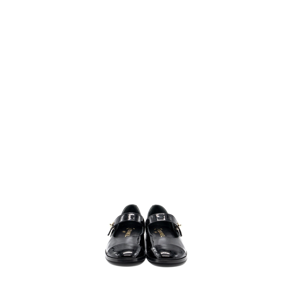 CHANEL MARY JANES PATENT CALFSKIN BLACK LGHW