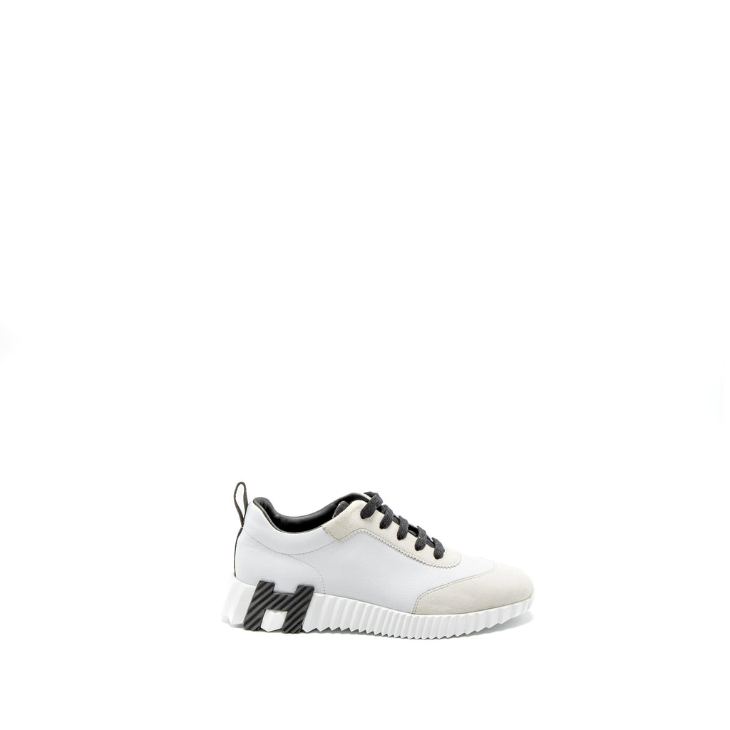 HERMES FEMME BOUNCING SNEAKER CHEVRE GRAINEE/VELOURS BLACK/WHITE