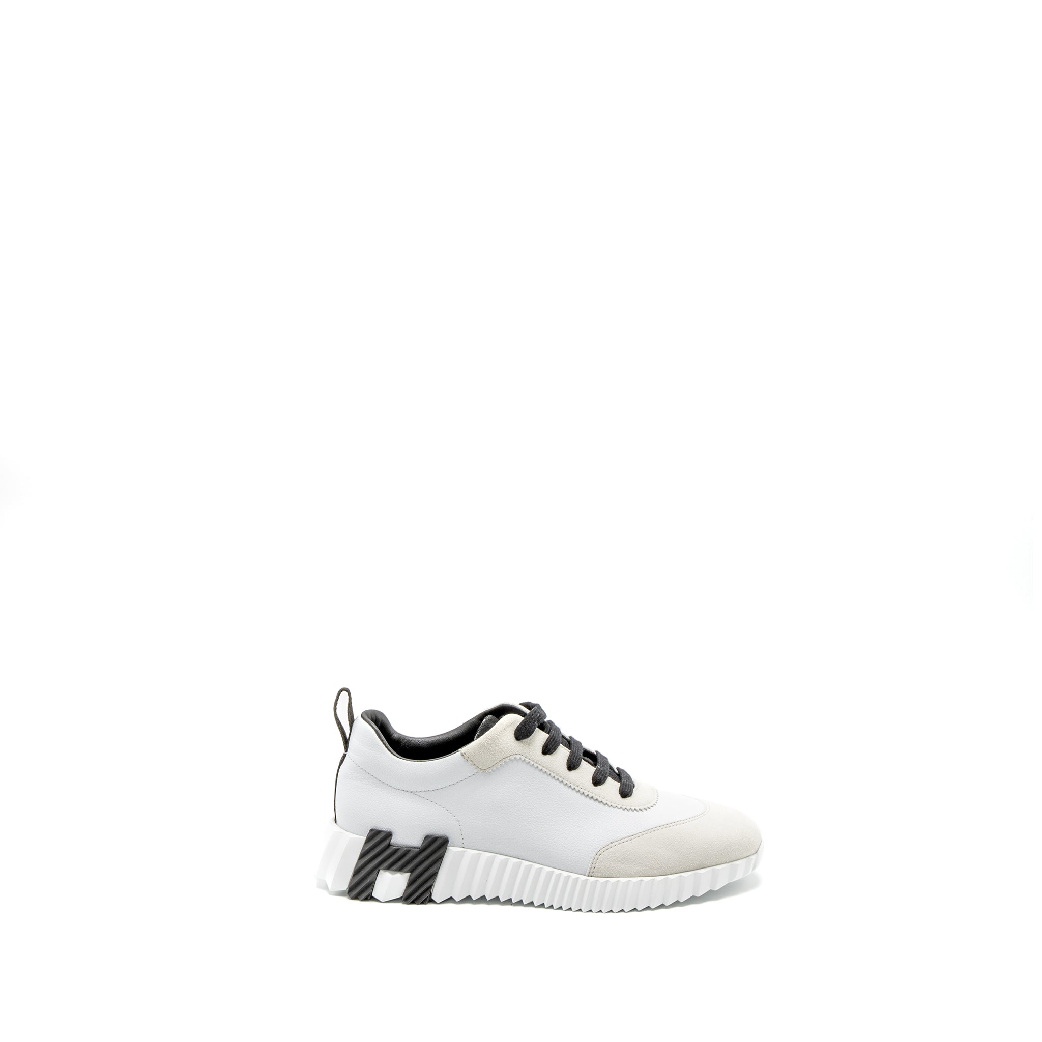 HERMES FEMME BOUNCING SNEAKER CHEVRE GRAINEE/VELOURS BLACK/WHITE