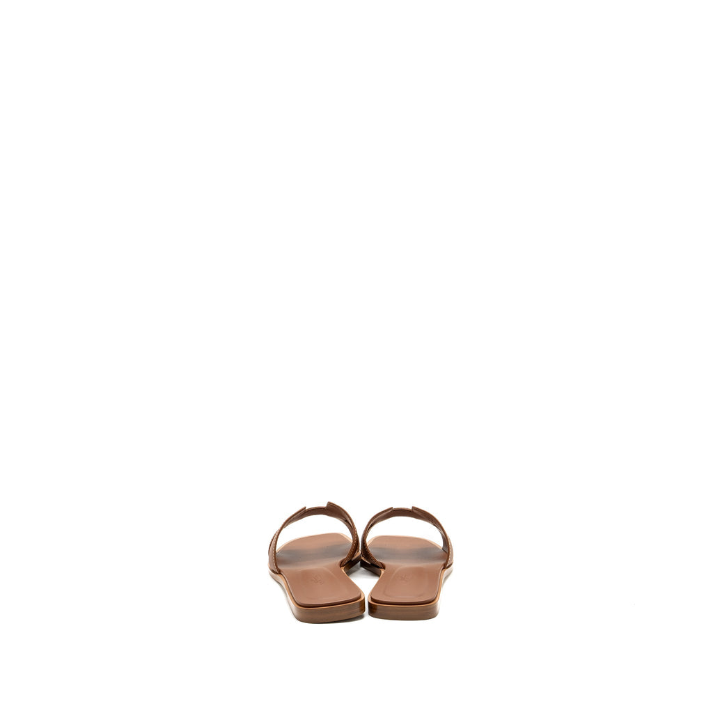 HERMES ORAN SANDALS BOX CALFSKIN GOLD