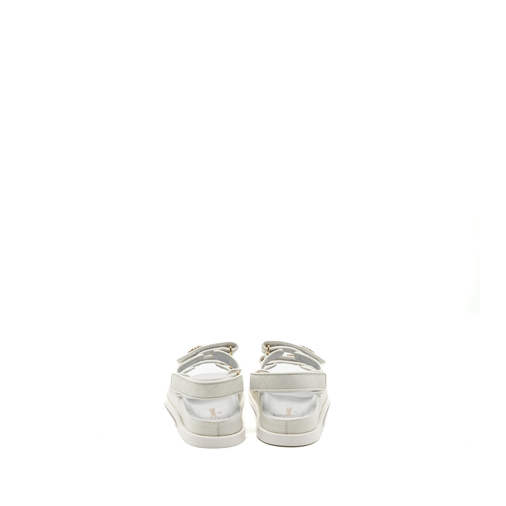 CHANEL DAD SANDALS CAVIAR WHITE LGHW