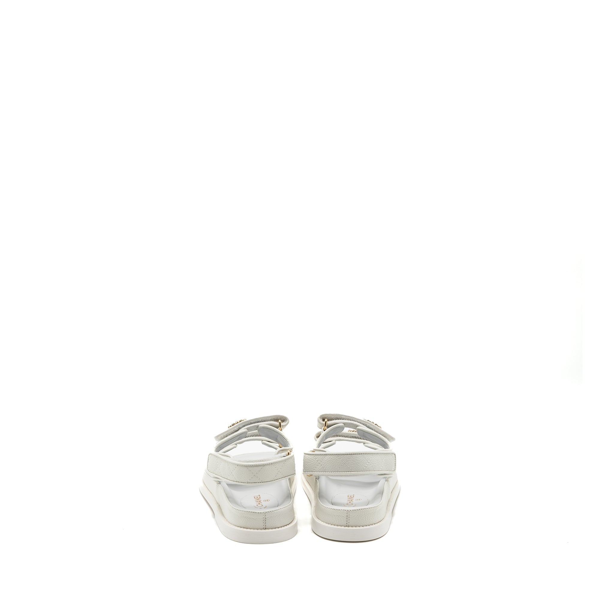 CHANEL DAD SANDALS CAVIAR WHITE LGHW