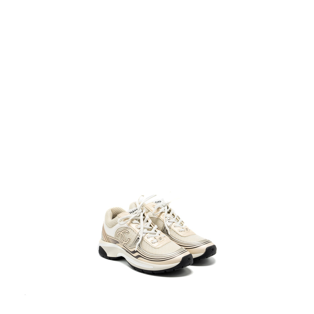 CHANEL METALLIC TRAINER/SNEAKER GOLD/SILVER
