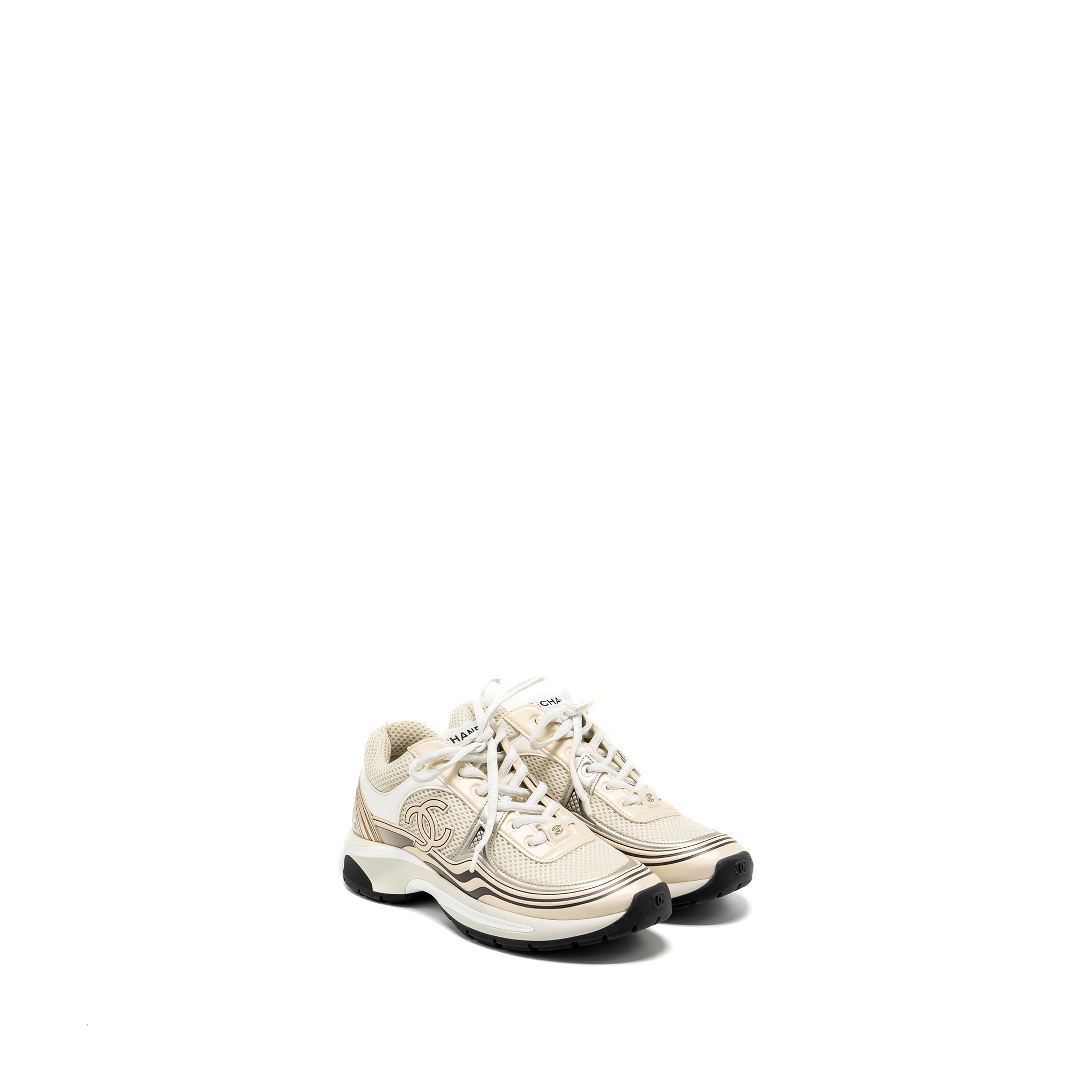 CHANEL METALLIC TRAINER/SNEAKER GOLD/SILVER