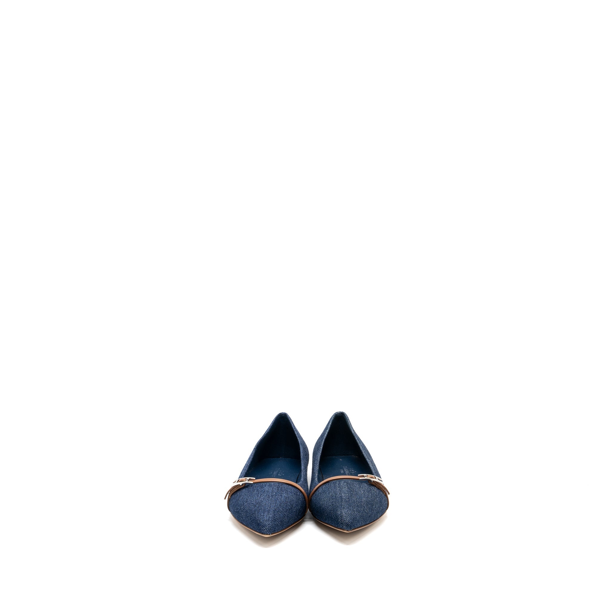 HERMES LAUREN BALLERINA FLATS BLUE DENIM SHW