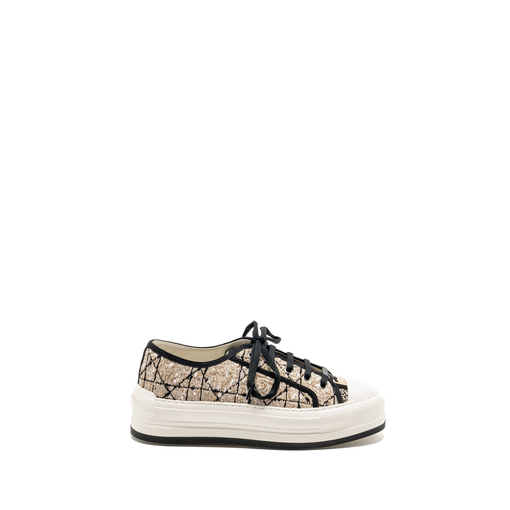 DIOR WALK’N’DIOR PLATFORM SNEAKER TWEED/LEATHER BEIGE/BLACK