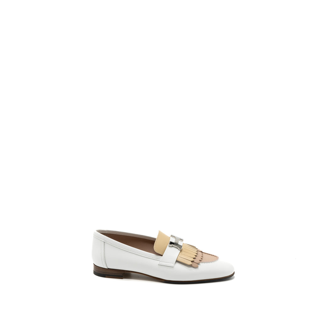 HERMES MOCASSINS ROYAL CALFSKIN WHITE/MULTICOLOUR SHW