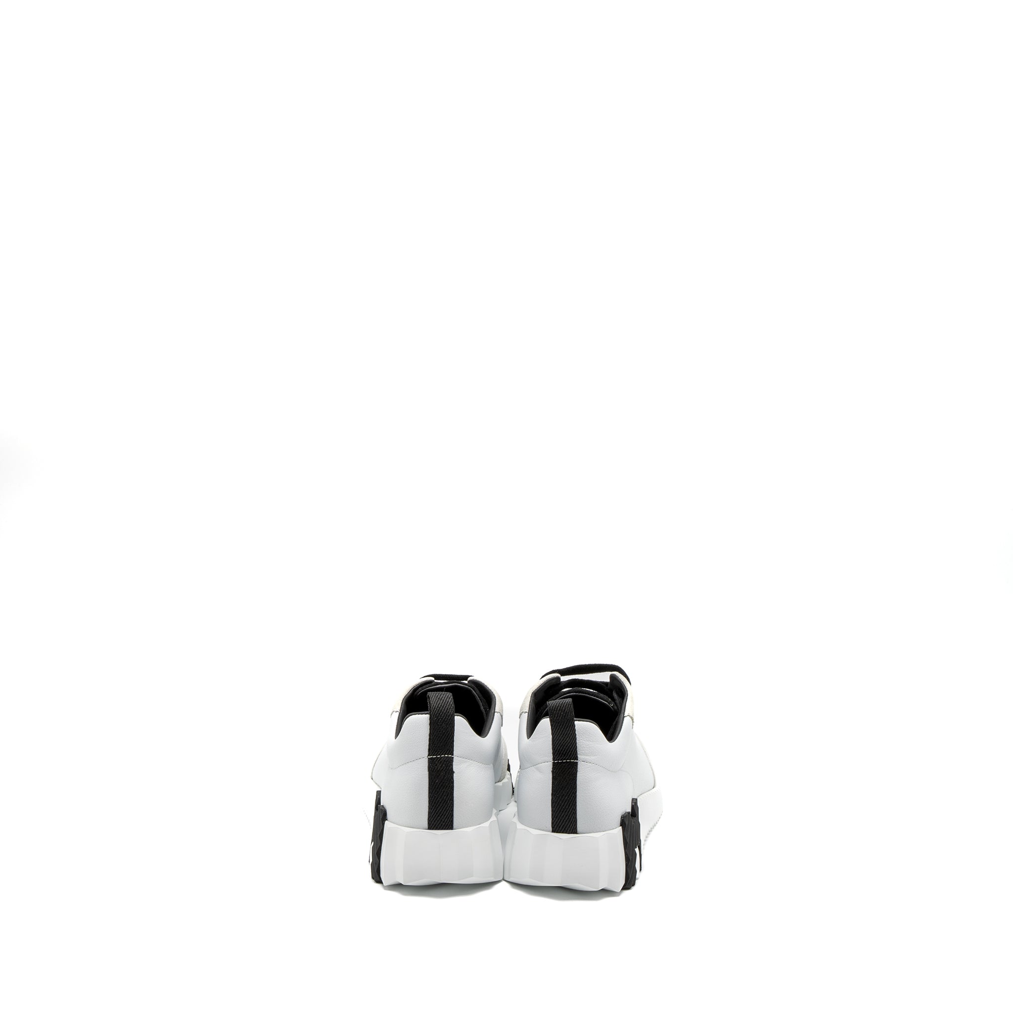 HERMES FEMME BOUNCING SNEAKER CHEVRE GRAINEE/VELOURS BLACK/WHITE