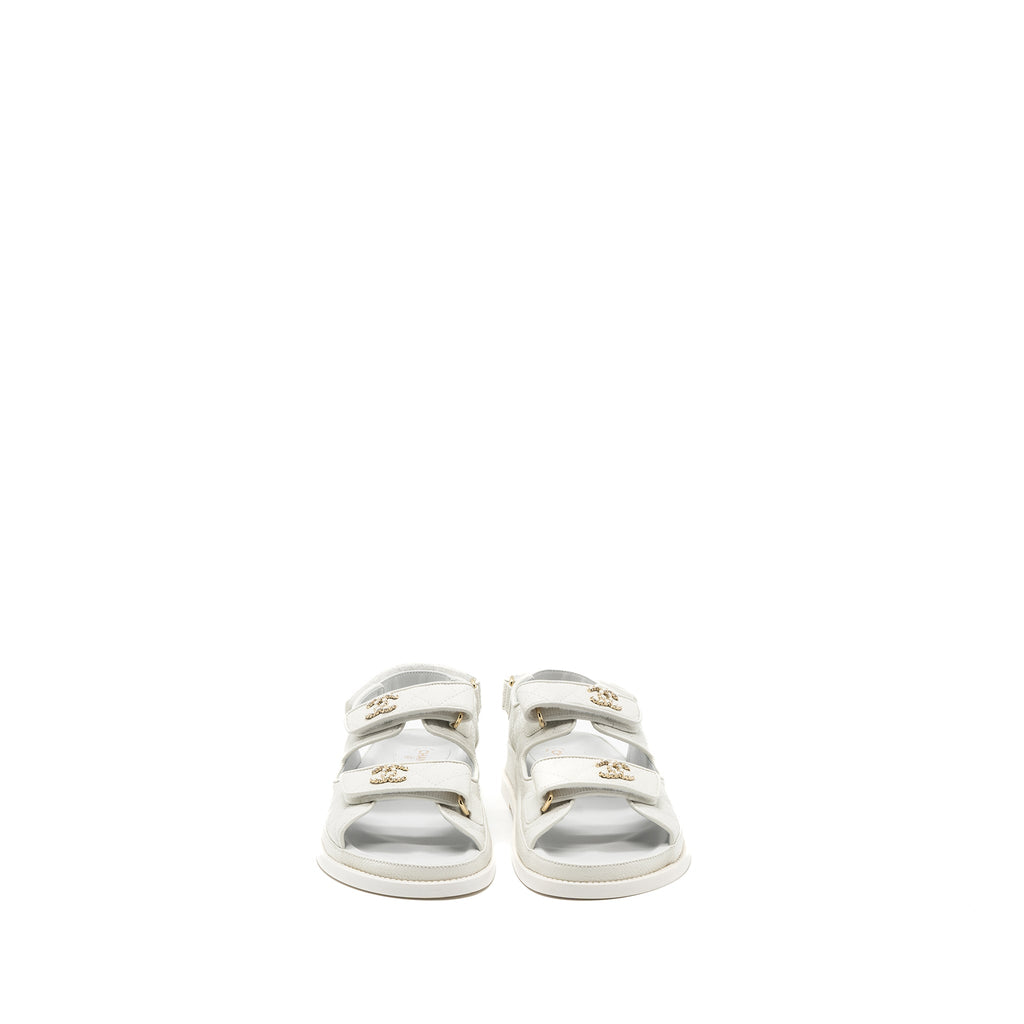 CHANEL DAD SANDALS CAVIAR WHITE LGHW