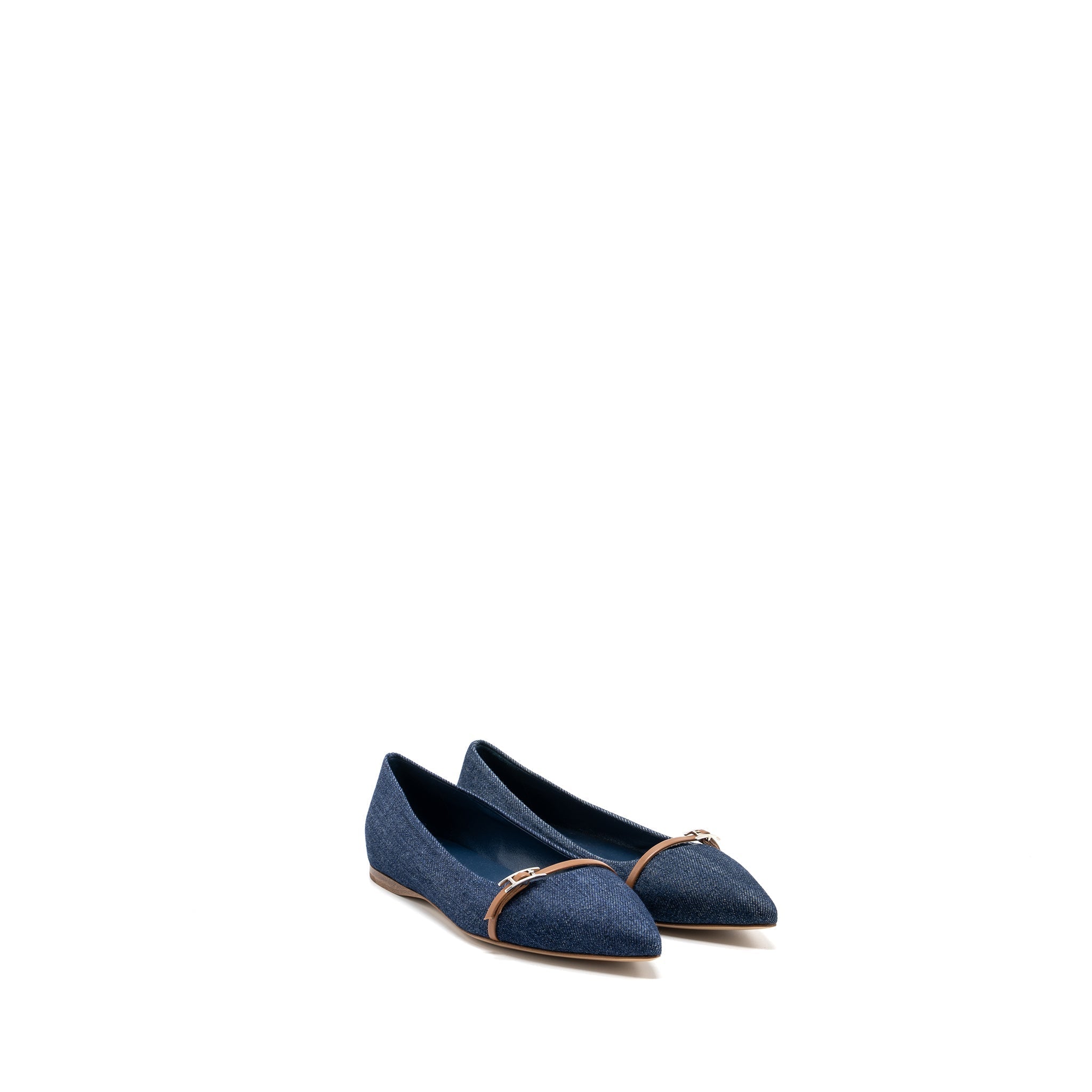 HERMES LAUREN BALLERINA FLATS BLUE DENIM SHW