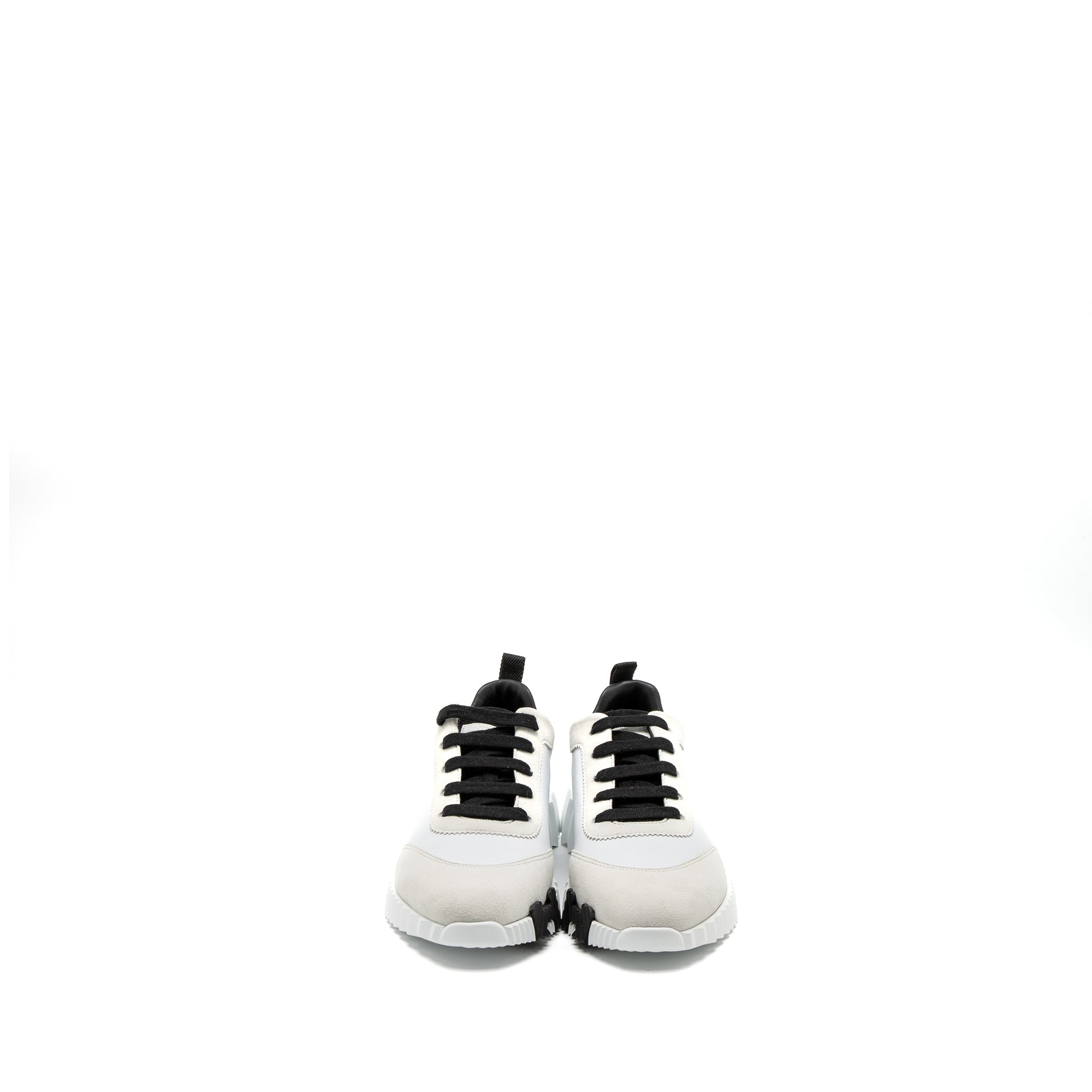 HERMES FEMME BOUNCING SNEAKER CHEVRE GRAINEE/VELOURS BLACK/WHITE