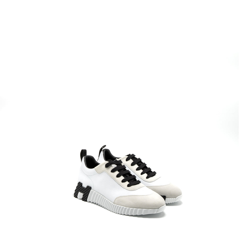 HERMES FEMME BOUNCING SNEAKER CHEVRE GRAINEE/VELOURS BLACK/WHITE