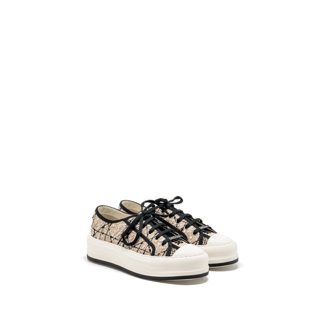 DIOR WALK’N’DIOR PLATFORM SNEAKER TWEED/LEATHER BEIGE/BLACK