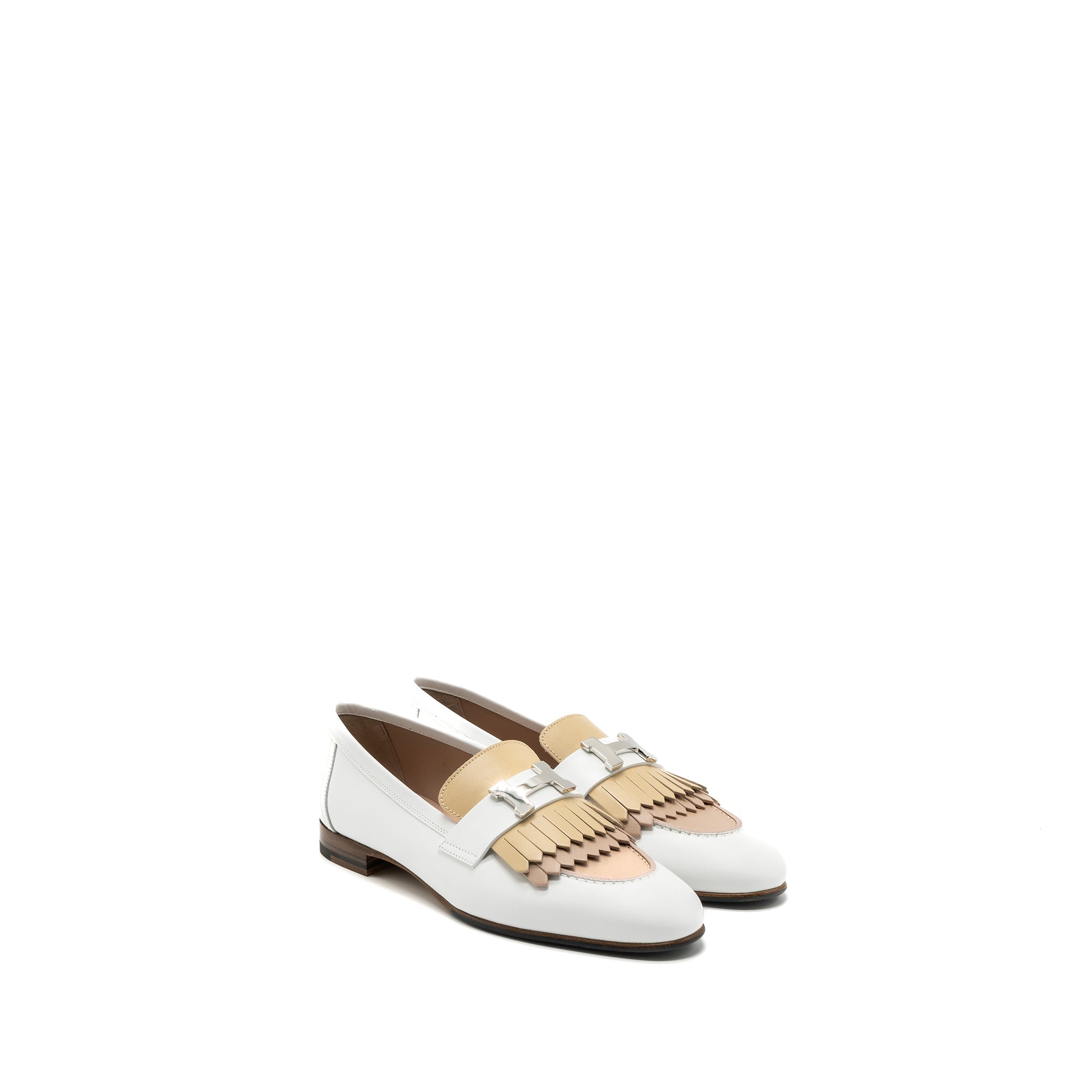 HERMES MOCASSINS ROYAL CALFSKIN WHITE/MULTICOLOUR SHW