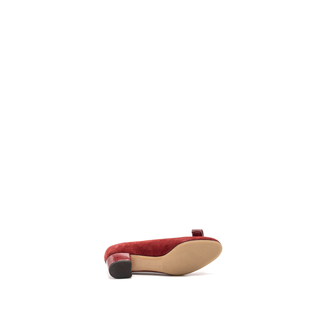 SALVATORE FERRAGAMO MY MUSE SUEDE/PATENT RED GHW
