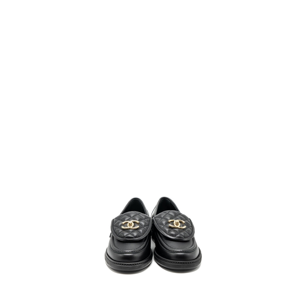 CHANEL QUILTED CC LOGO LOAFER BLACK LGHW