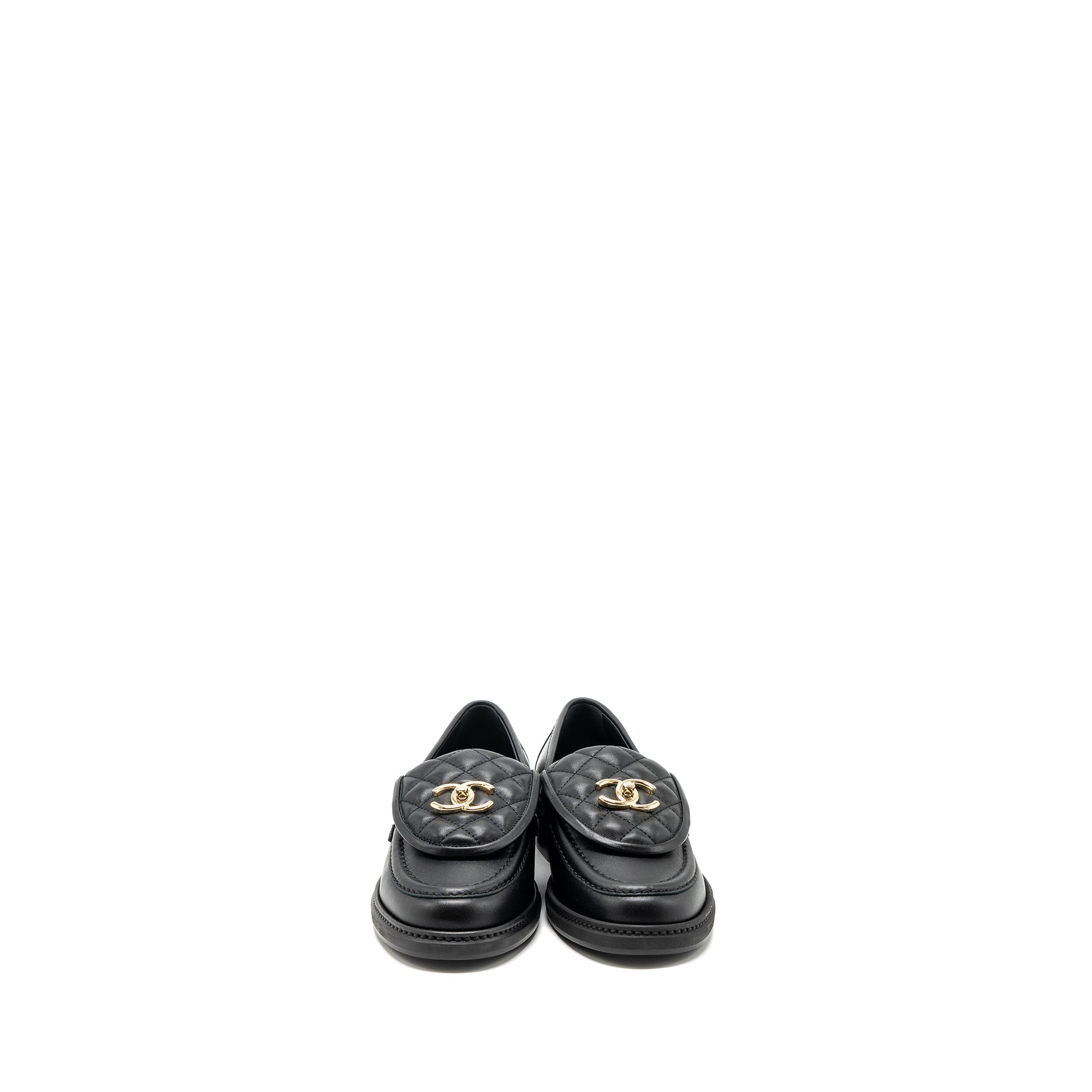 CHANEL QUILTED CC LOGO LOAFER BLACK LGHW