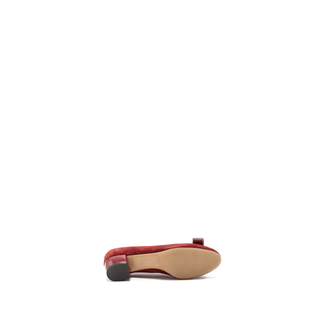 SALVATORE FERRAGAMO MY MUSE SUEDE/PATENT RED GHW