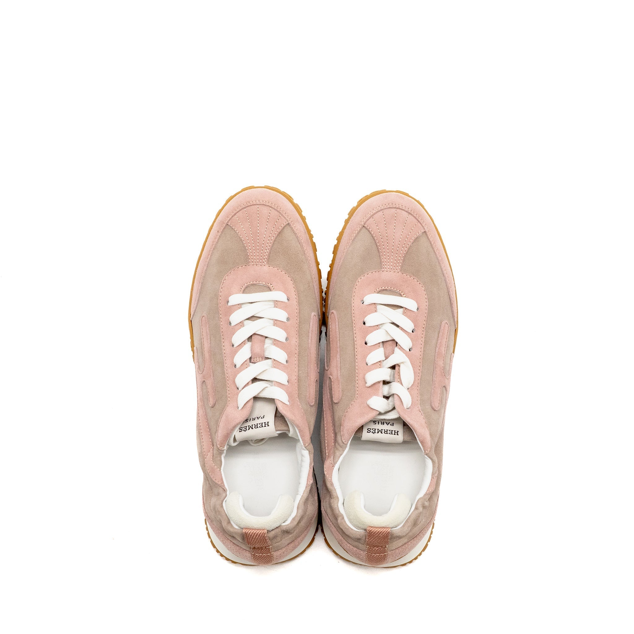 HERMES FEMME JET SNEAKER SUEDE GOATSKIN ROSE CANCAN/ROSE AQUARELLE
