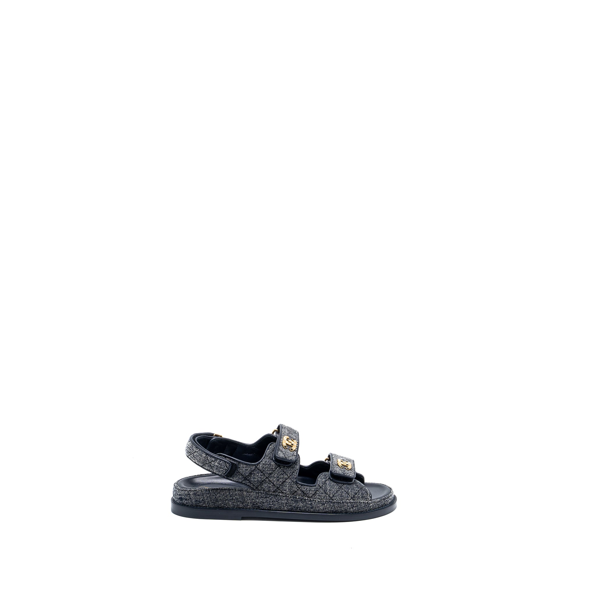 CHANEL DAD SANDALS DENIM GREY MULTICOLOUR HARDWARE