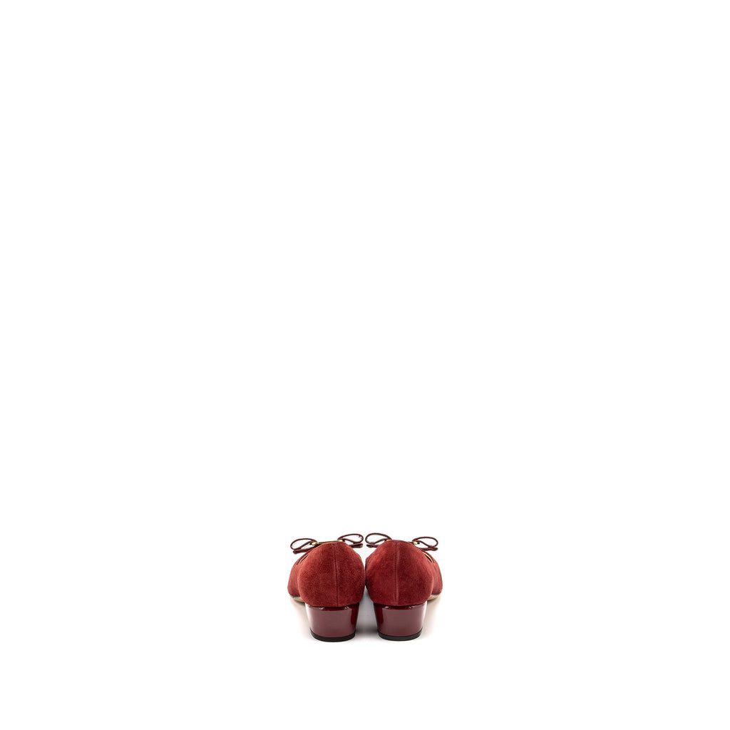 SALVATORE FERRAGAMO MY MUSE SUEDE/PATENT RED GHW