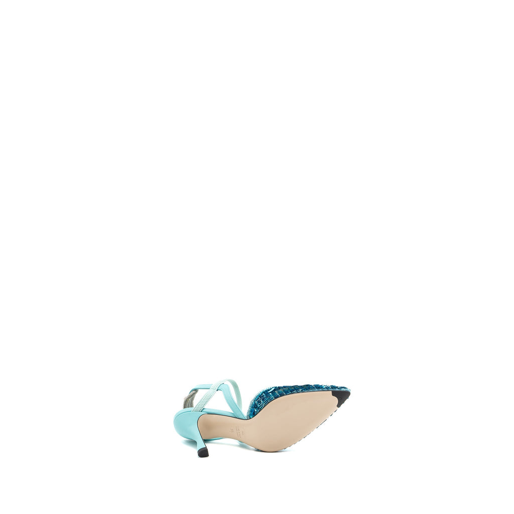 FENDI COLIBRI LITE SANDAL SEQUIN BLUE