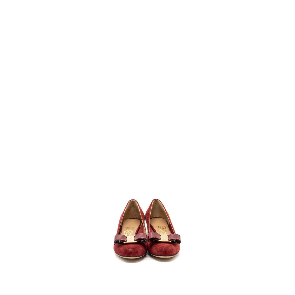SALVATORE FERRAGAMO MY MUSE SUEDE/PATENT RED GHW