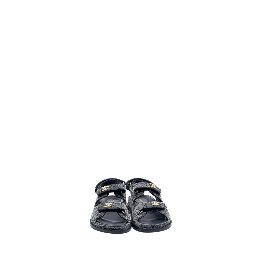 CHANEL DAD SANDALS DENIM GREY MULTICOLOUR HARDWARE