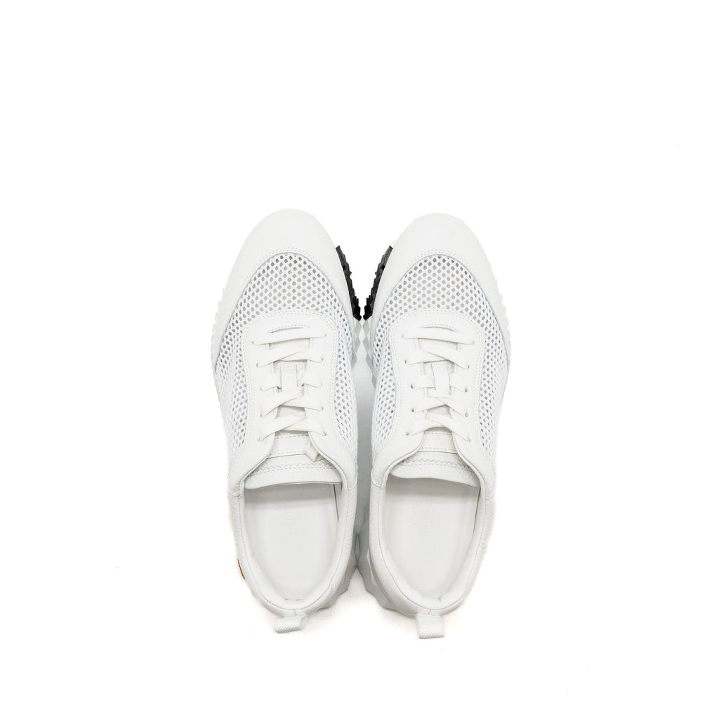 HERMES FEMME BOUNCING SNEAKER CROCHET KNIT/CALFSKIN BLANC