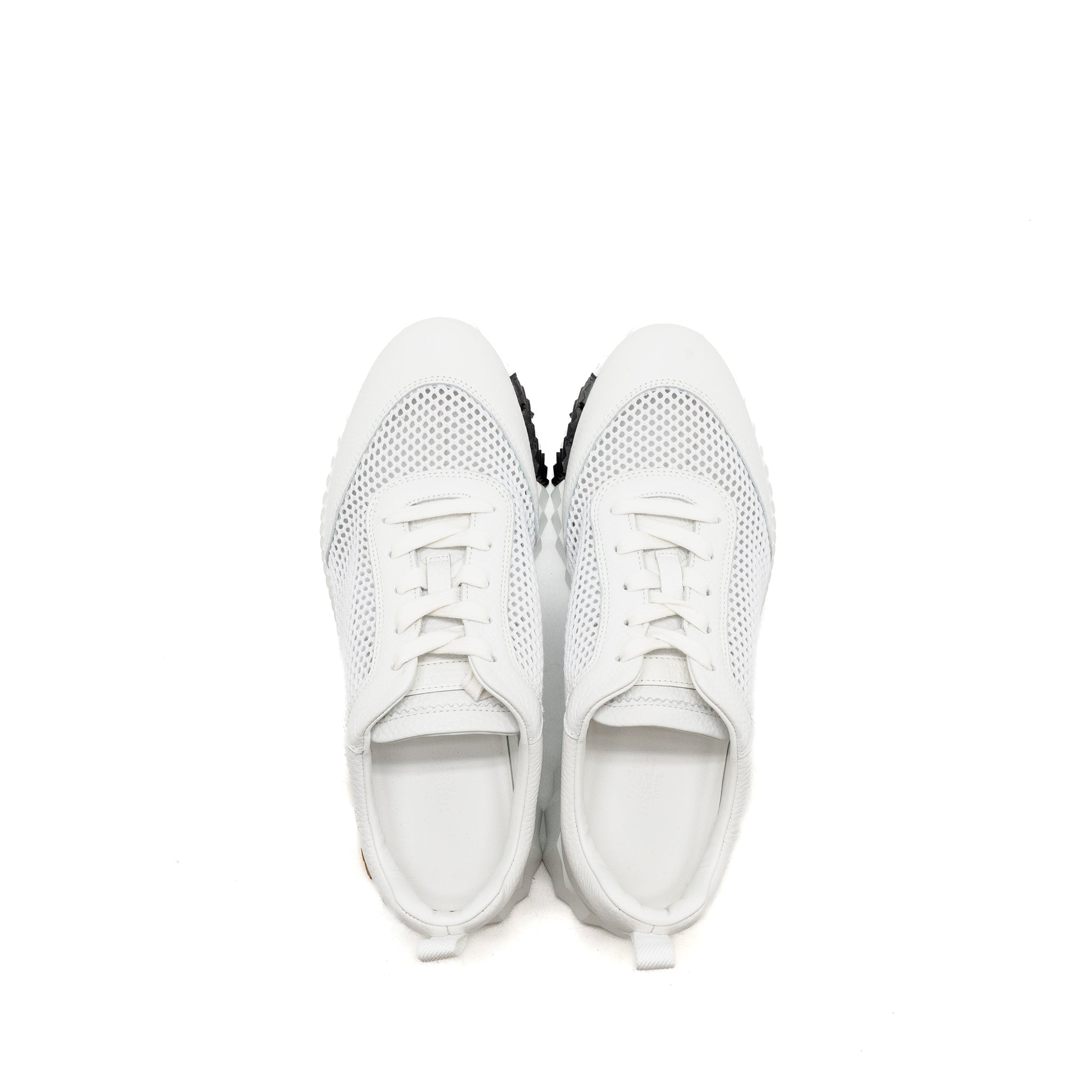 HERMES FEMME BOUNCING SNEAKER CROCHET KNIT/CALFSKIN BLANC