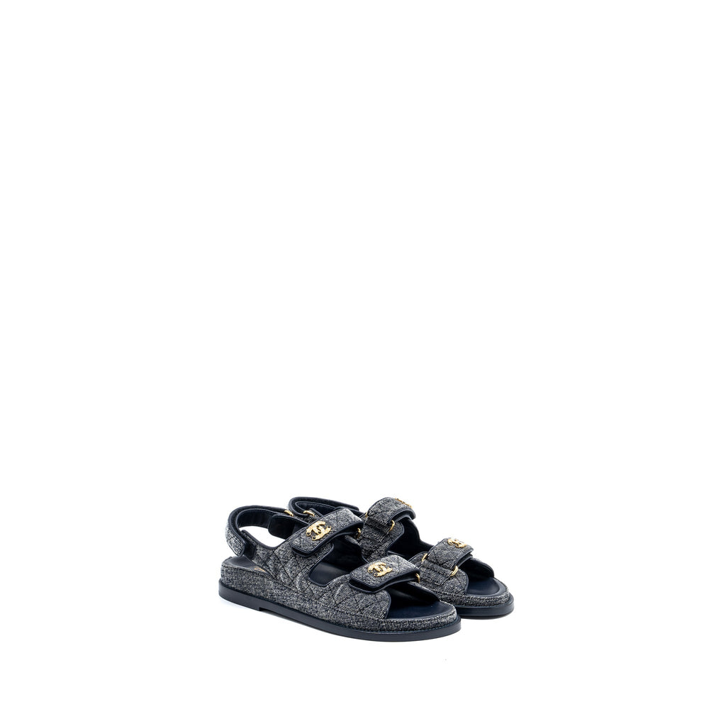 CHANEL DAD SANDALS DENIM GREY MULTICOLOUR HARDWARE