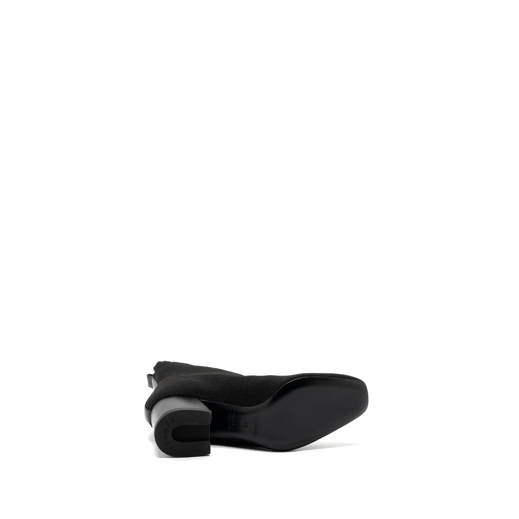 HERMES VOLVER ANKLE BOOTS CHENILLE KNIT/ CALFSKIN BLACK