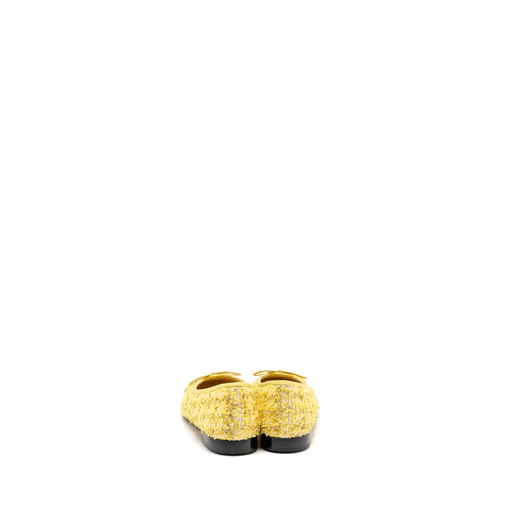 CHANEL BALLERINAS FLAT SHOES TWEED YELLOW/BLACK