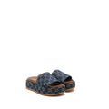 GUCCI PLATFORM SLIDE SANDALS GG SUPREME BLUE DENIM