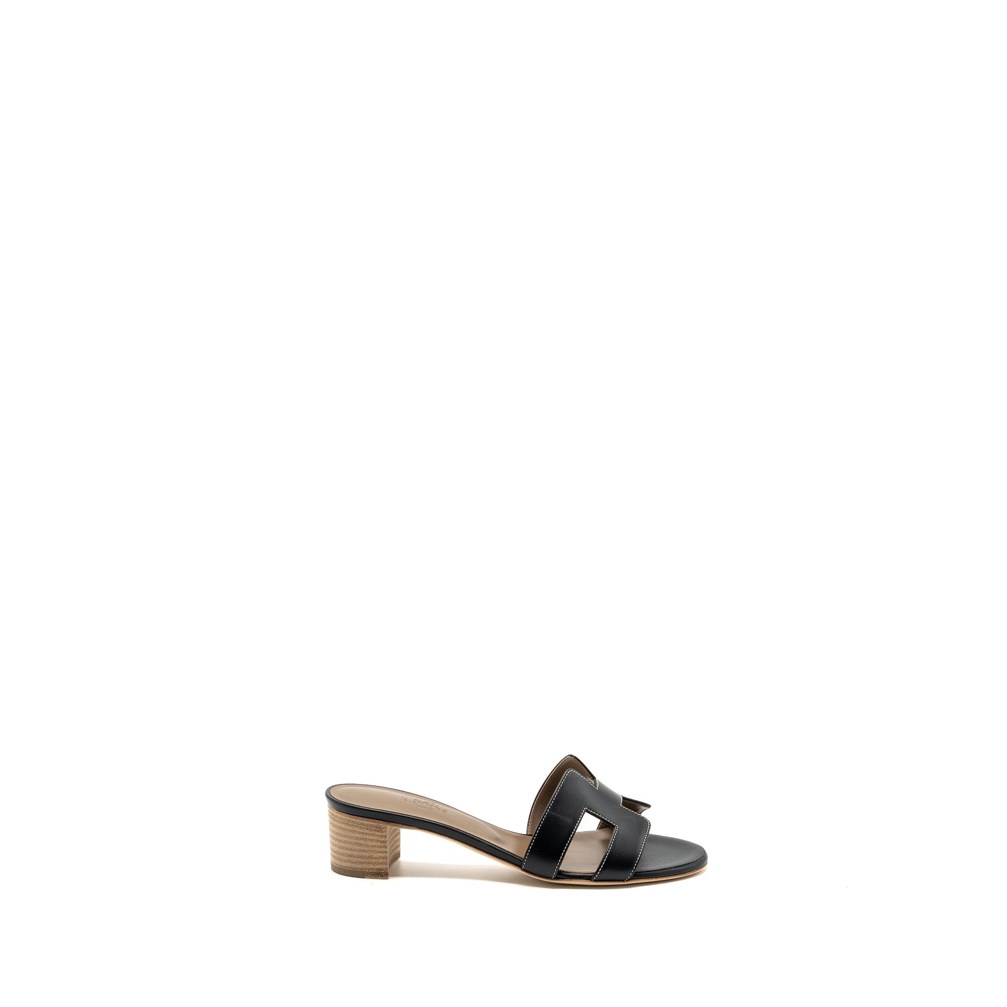 HERMES OASIS SANDALS BOX CALFSKIN BLACK