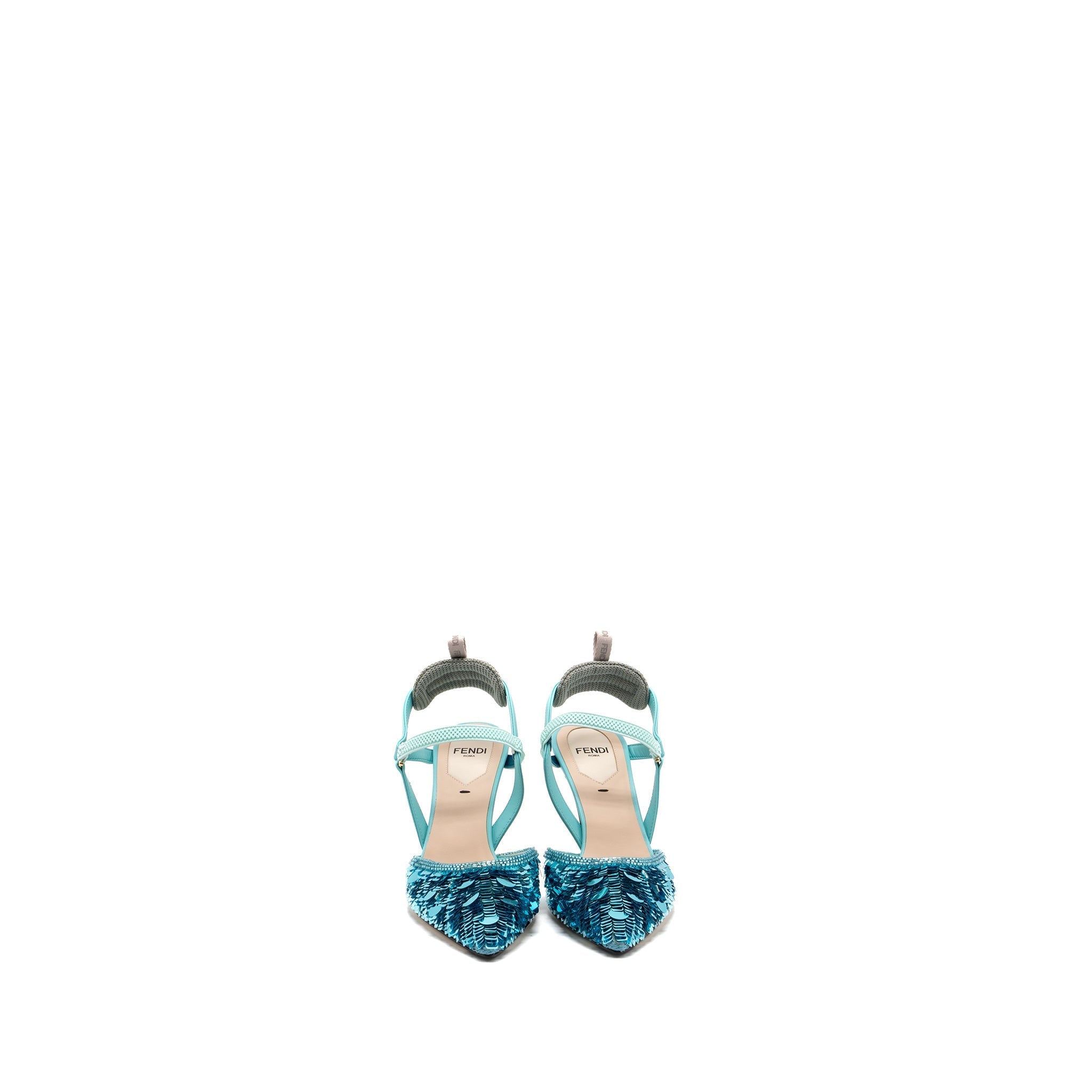FENDI COLIBRI LITE SANDAL SEQUIN BLUE