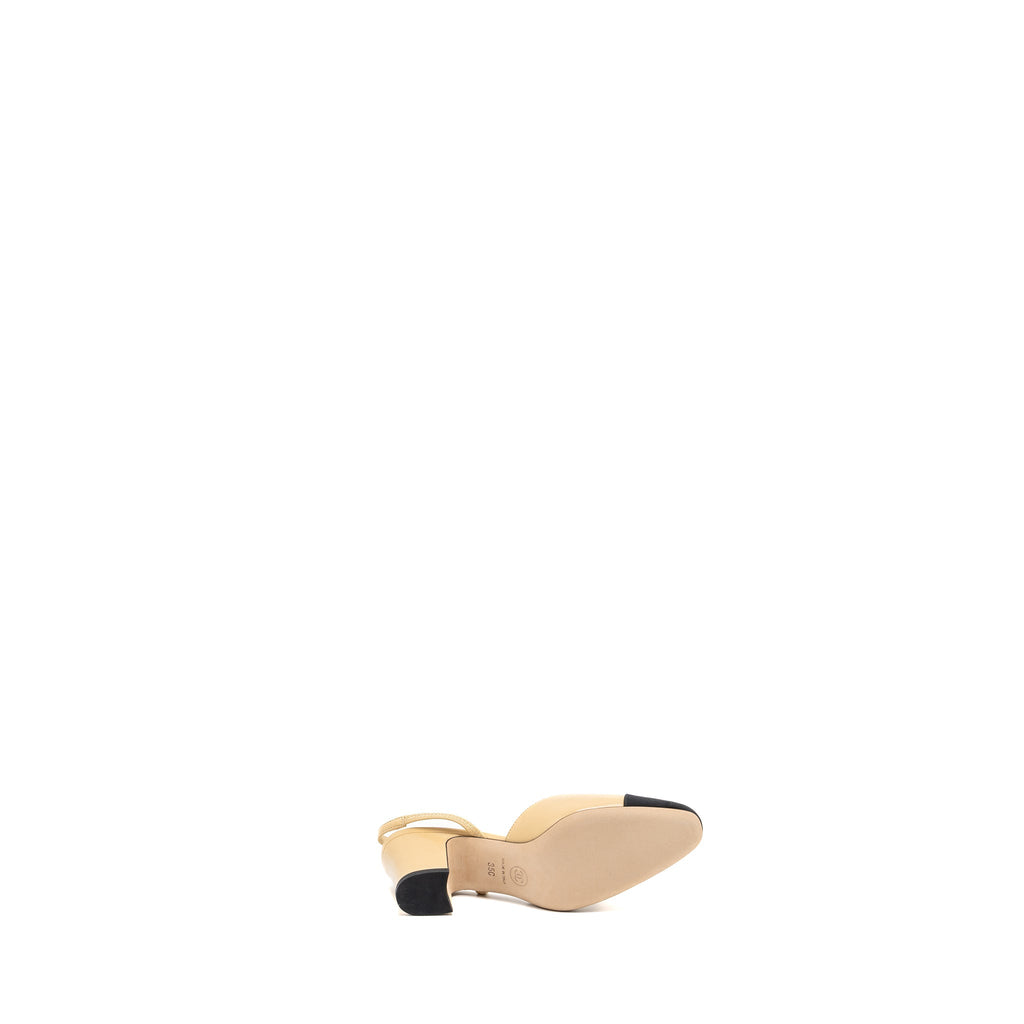 CHANEL SLING BACK BEIGE / BLACK