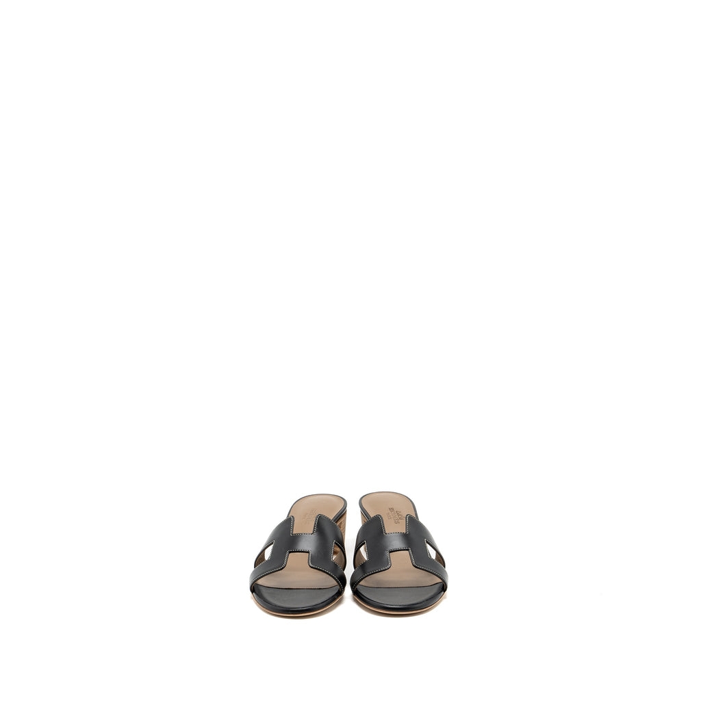 HERMES OASIS SANDALS BOX CALFSKIN BLACK