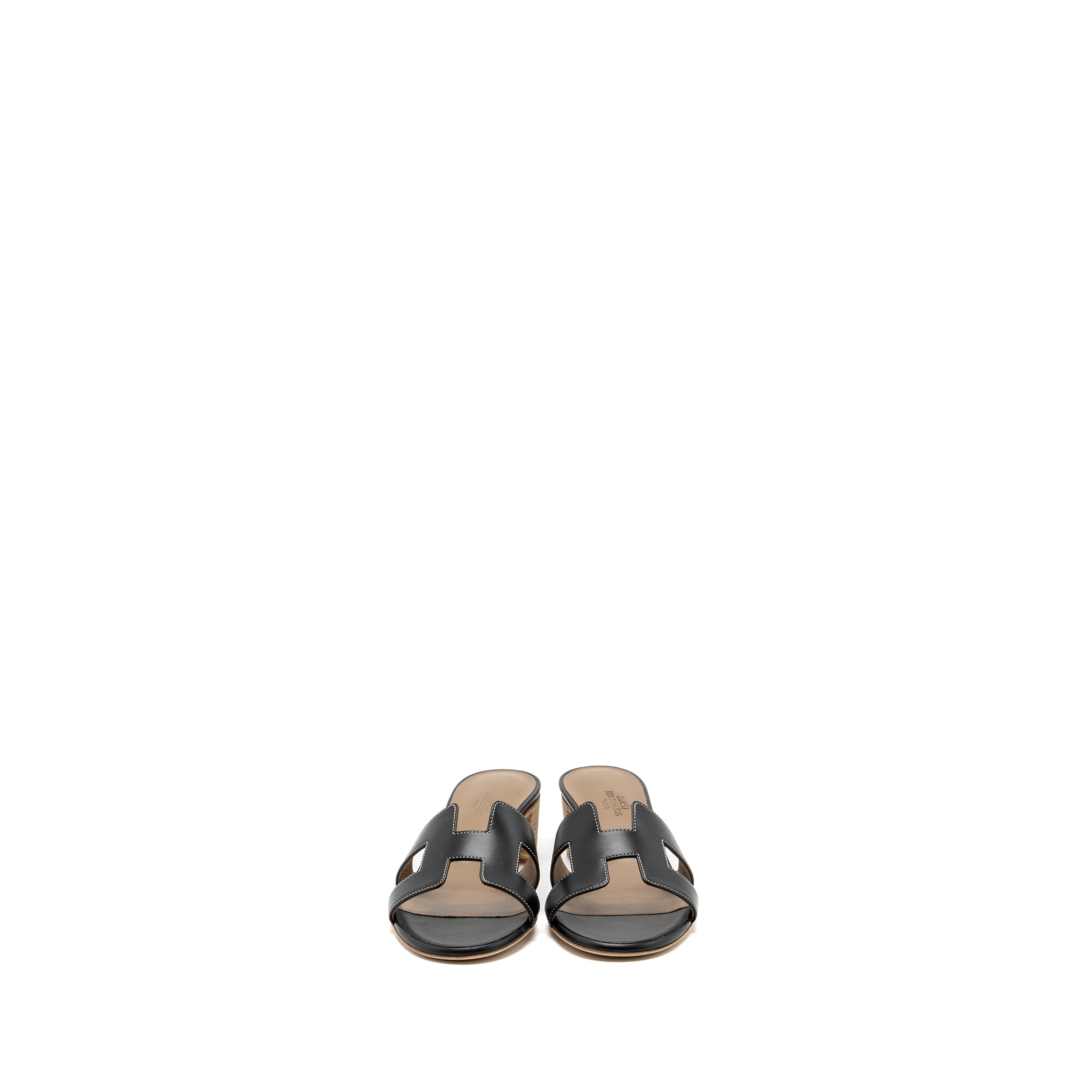HERMES OASIS SANDALS BOX CALFSKIN BLACK