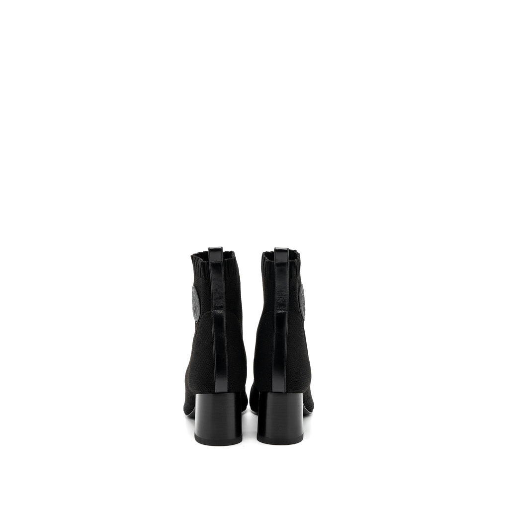 HERMES VOLVER ANKLE BOOTS CHENILLE KNIT/ CALFSKIN BLACK